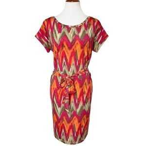 Michael Kors Wrap Tie Chevron Knit Dress